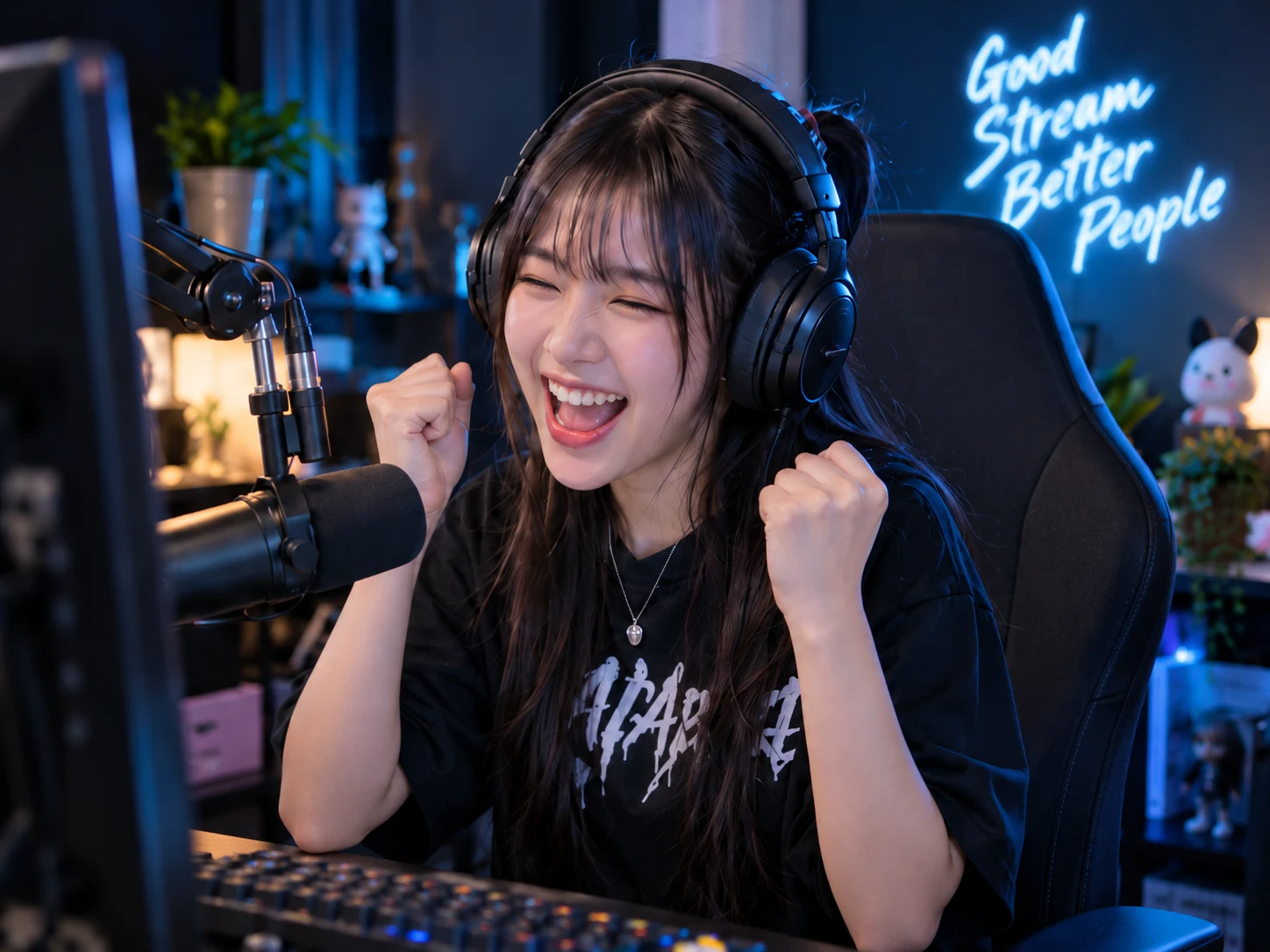 สตรีมเมอร์สมมุติ MilkTea กำลังยิ้มรับกำลังใจจากคนดู